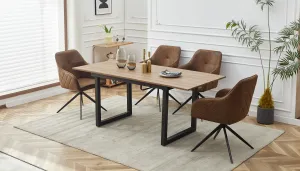 1 4,5pieces dining set,extensible Table metal leg Mid-century Dining Table for 4-6 people With Mdf Table Top, Pedestal Dining Table, End Table Leisure Coffee Table