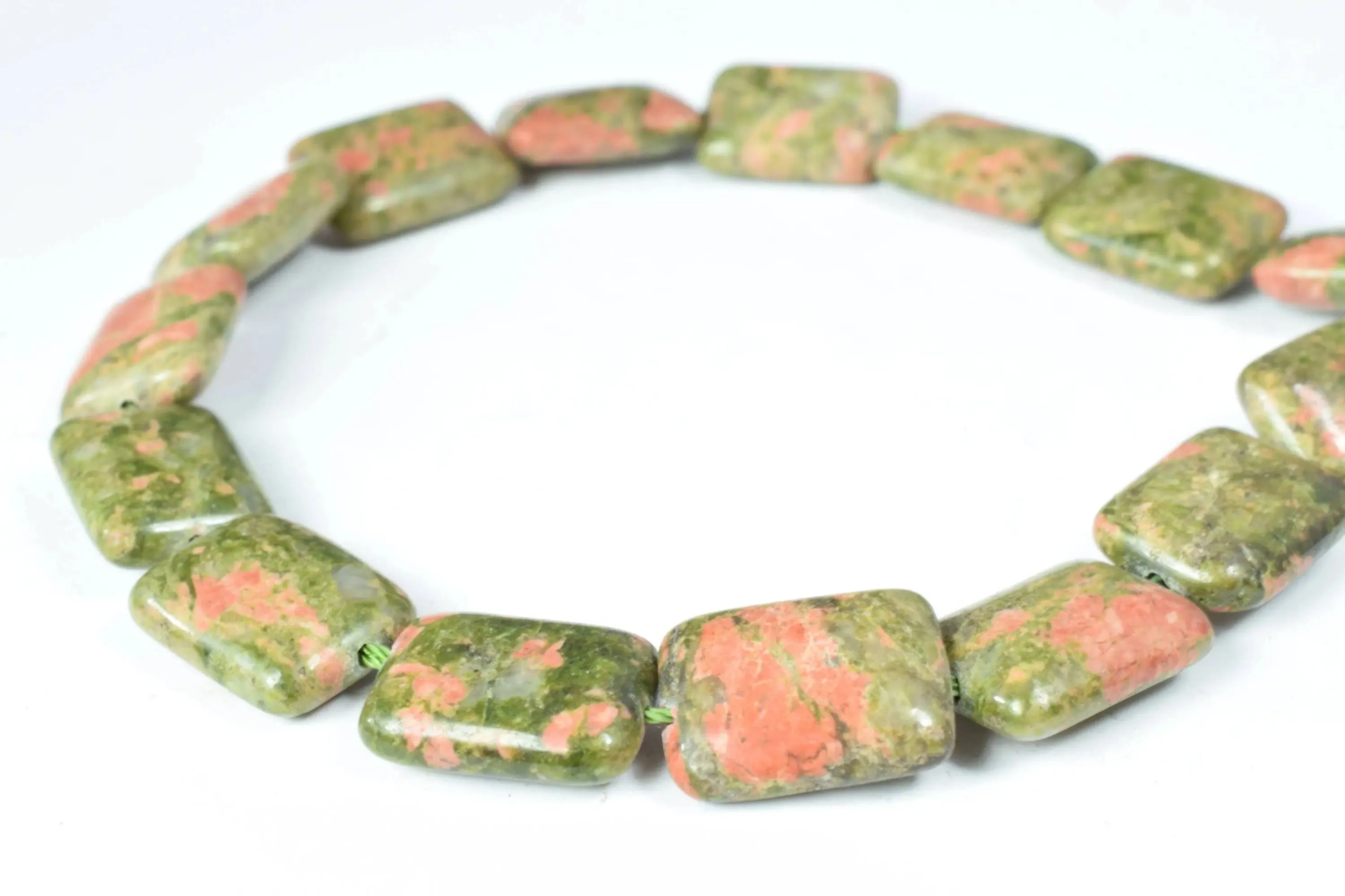 13x16mm Unakite Square Stone Beads, Sold by 1 Strand 20pcs, 1mm hole opening,Natural Pink Green Unakite Stone cushion,Flat square beads,