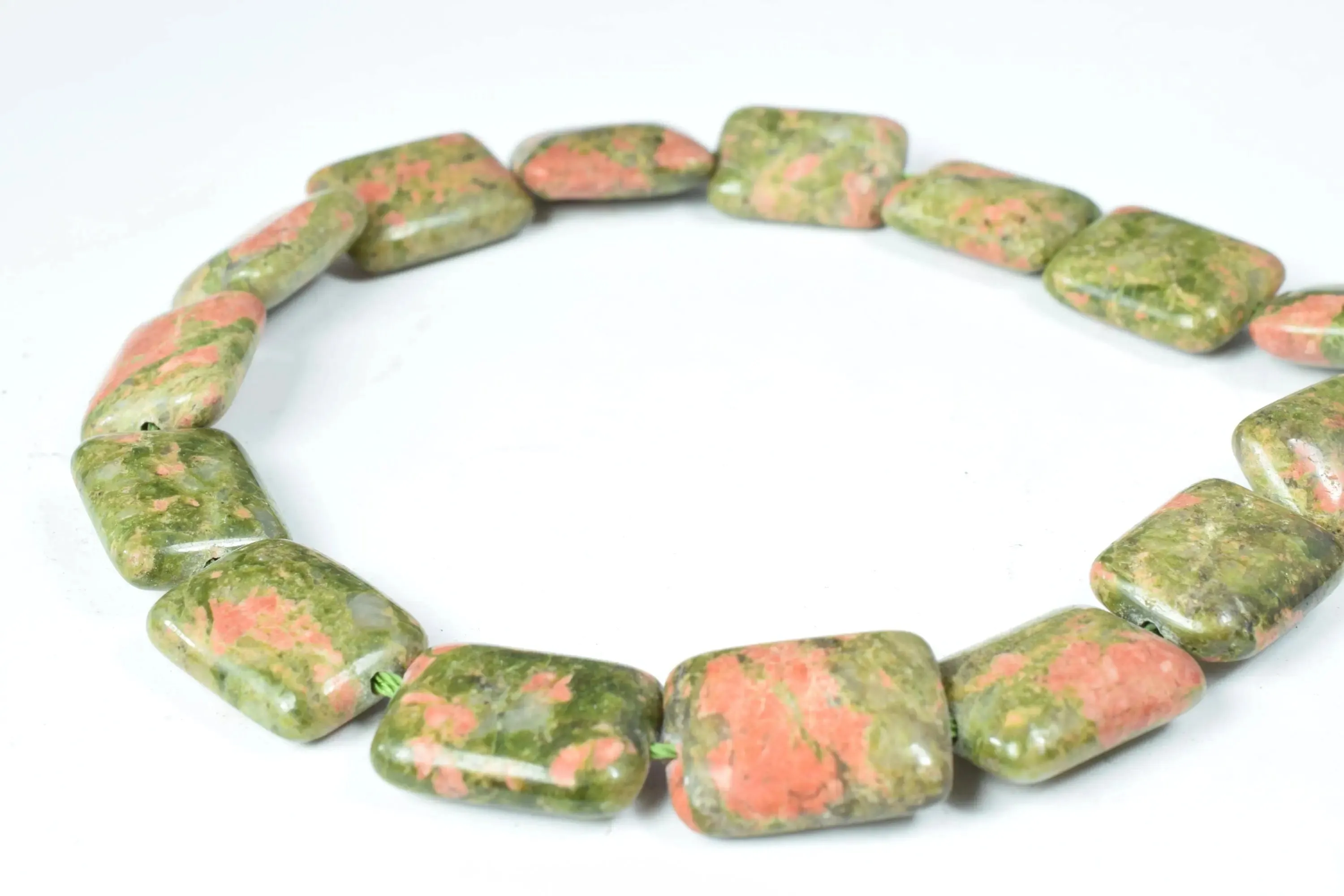 13x16mm Unakite Square Stone Beads, Sold by 1 Strand 20pcs, 1mm hole opening,Natural Pink Green Unakite Stone cushion,Flat square beads,