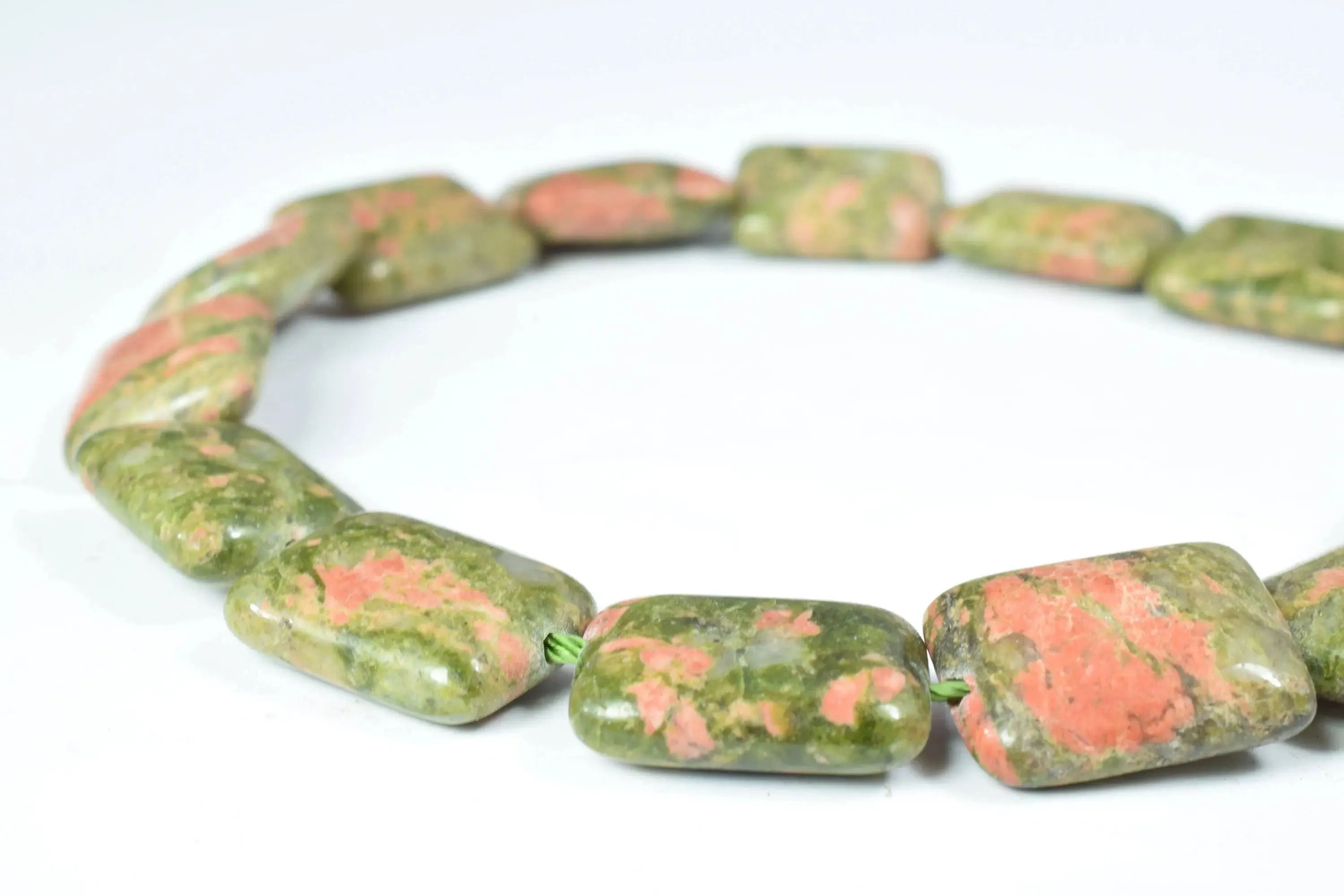 13x16mm Unakite Square Stone Beads, Sold by 1 Strand 20pcs, 1mm hole opening,Natural Pink Green Unakite Stone cushion,Flat square beads,