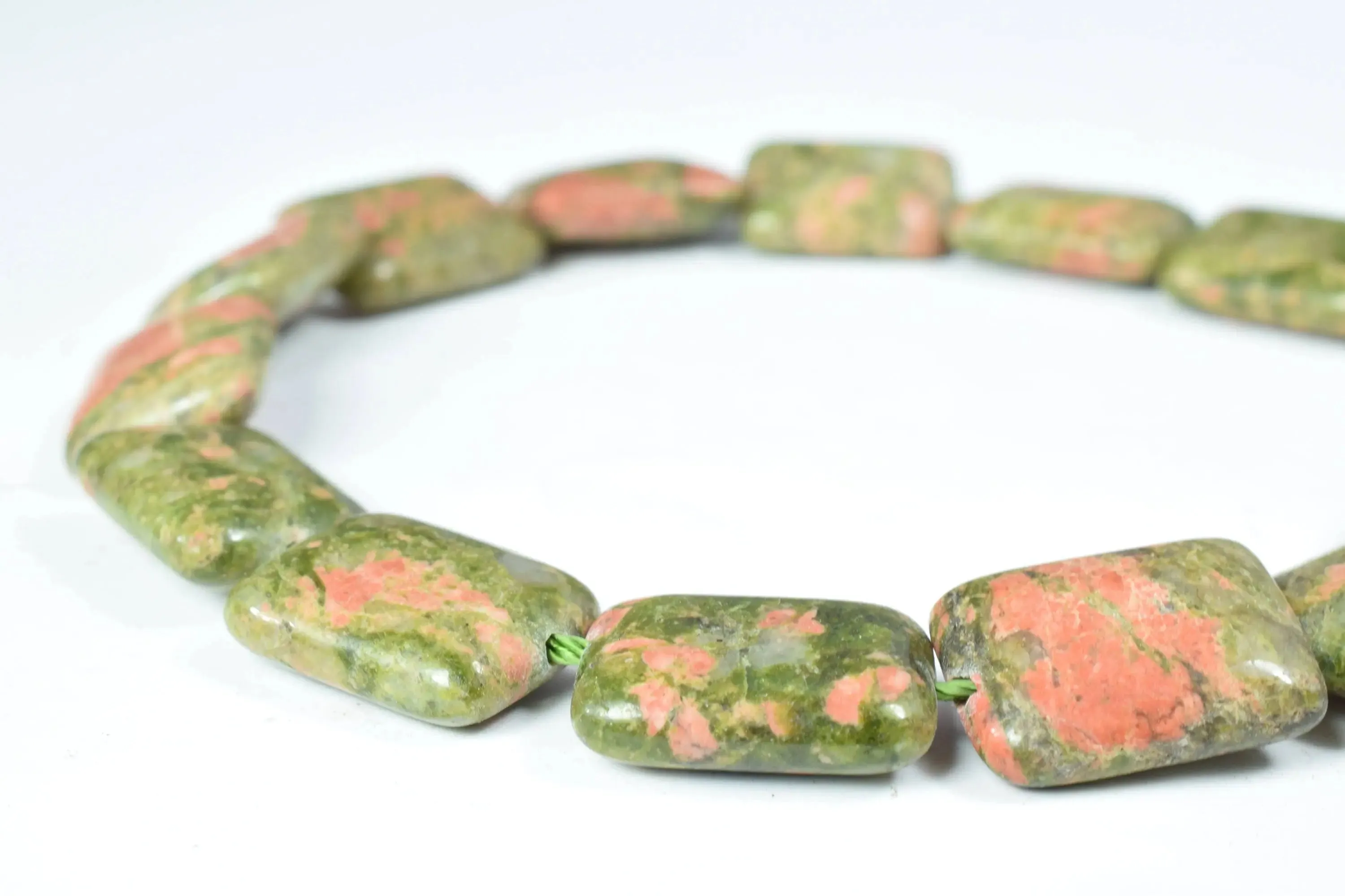 13x16mm Unakite Square Stone Beads, Sold by 1 Strand 20pcs, 1mm hole opening,Natural Pink Green Unakite Stone cushion,Flat square beads,