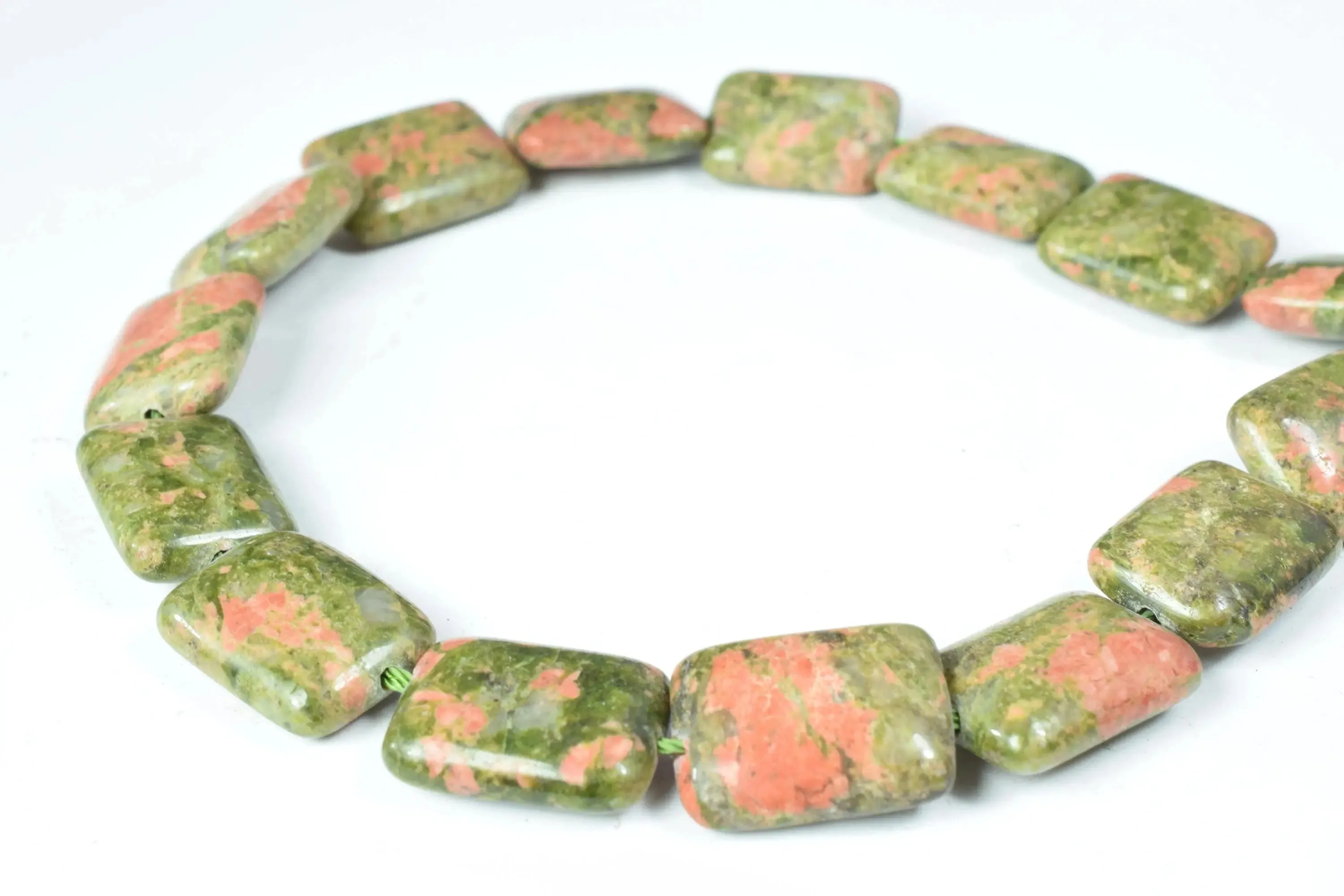 13x16mm Unakite Square Stone Beads, Sold by 1 Strand 20pcs, 1mm hole opening,Natural Pink Green Unakite Stone cushion,Flat square beads,