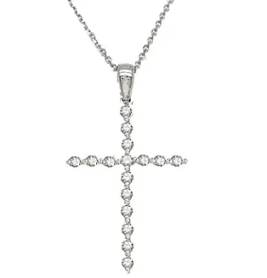 14k White Gold 0.49 Ct Diamond Cross Pendant