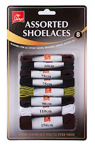 151 Assorted Shoe Laces 8 Pack