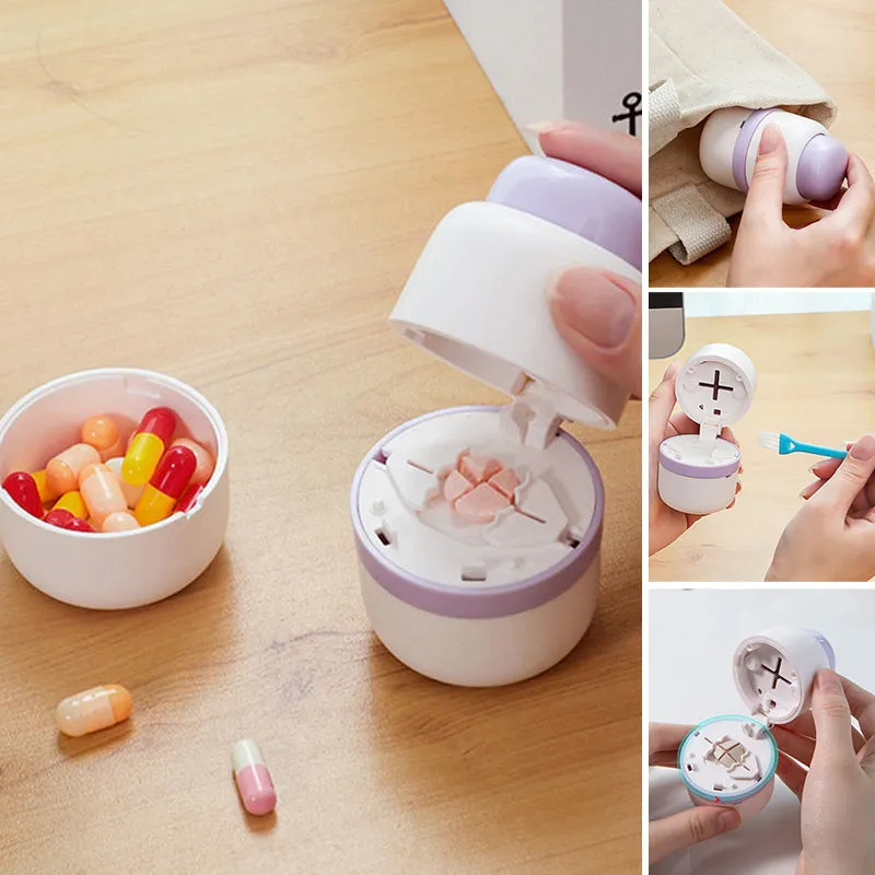 2 In 1 Portable Pill Cutter Storage Container