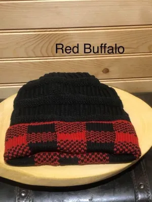 Adult Criss Cross Beanie - Red Buffalo