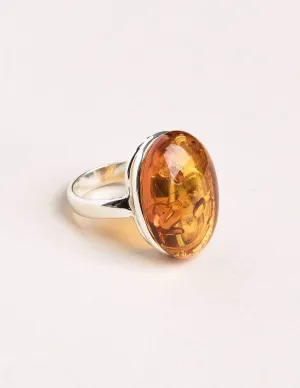 Amber Oval Ring - Adjustable