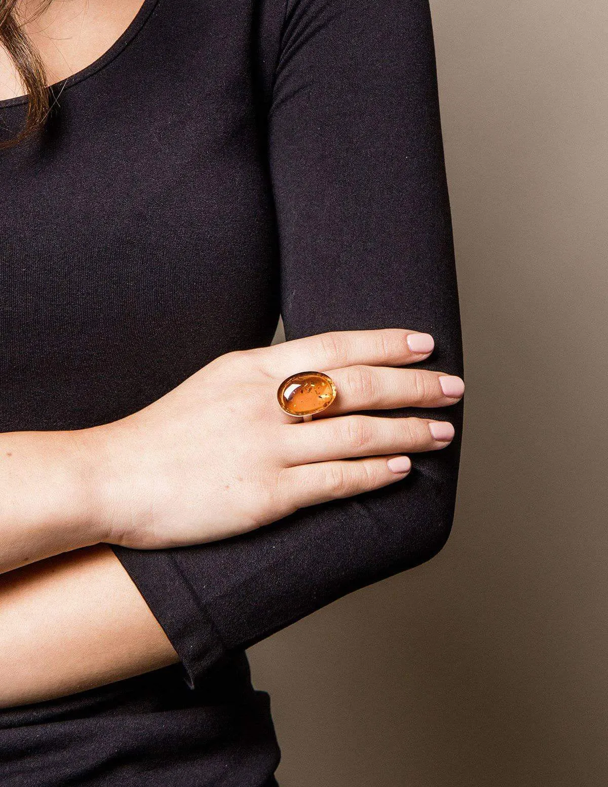 Amber Oval Ring - Adjustable