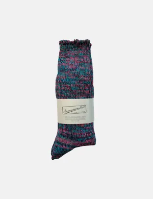 Anonymous Ism 5 Colour Mix Crew Socks - Deep Violet