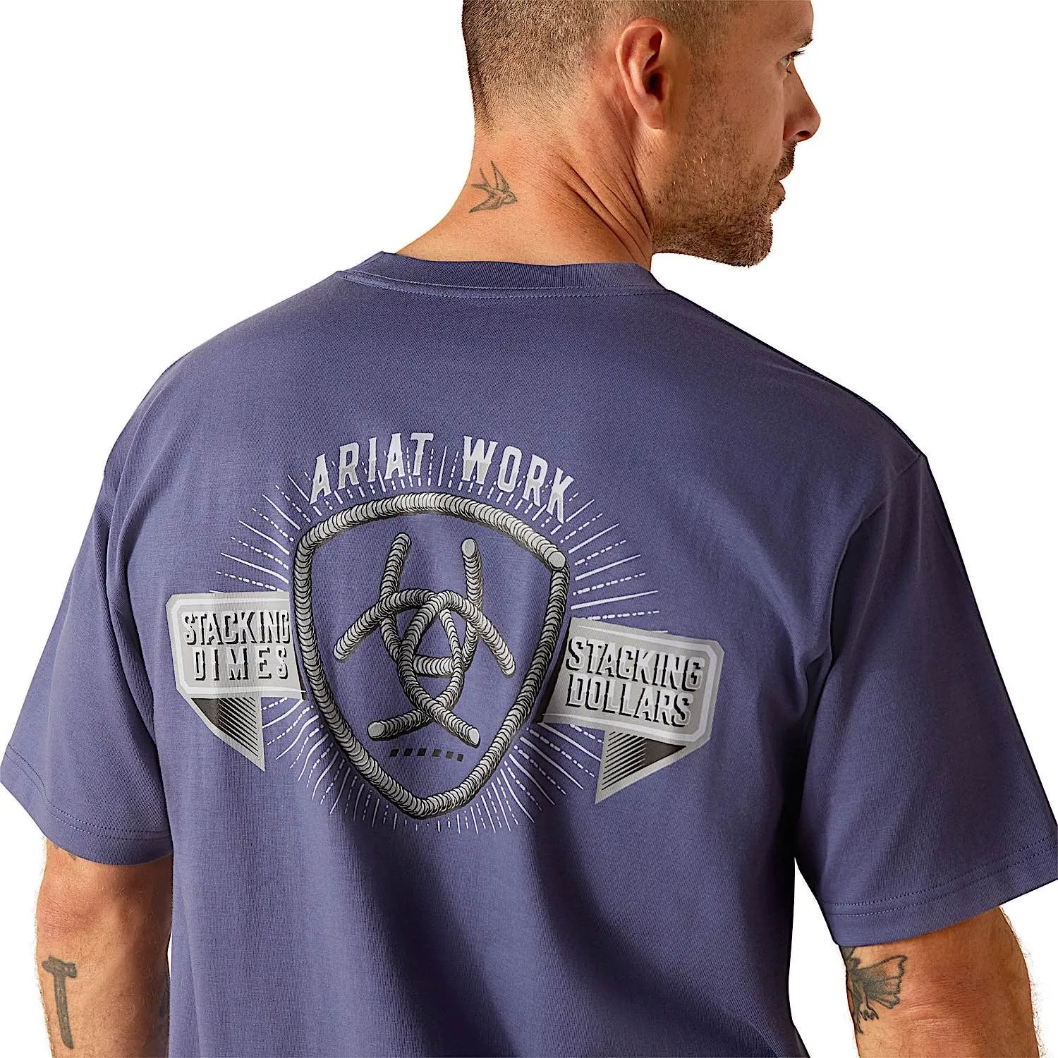 Ariat Men's Rebar Cotton Strong Stacking Dimes T-Shirt - Blue Indigo