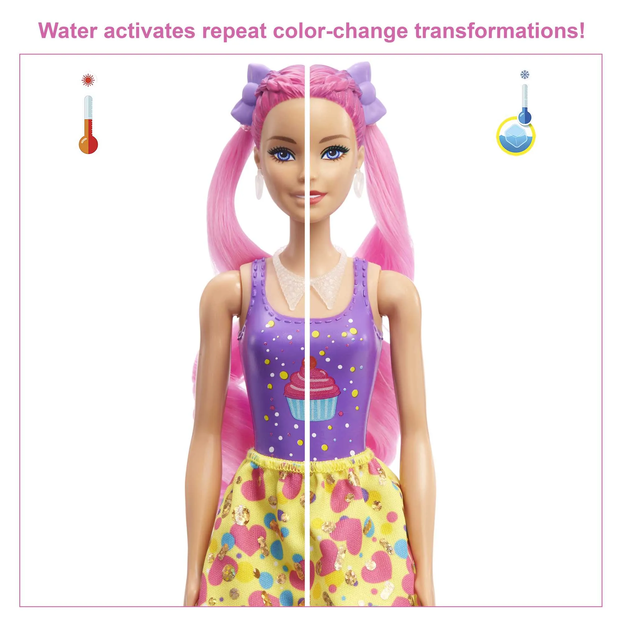 Barbie Color Reveal Glitter! Hair Swaps Doll, Glittery Pink With 25 Surprises