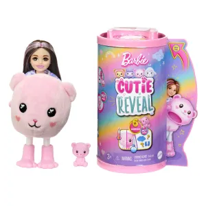 Barbie Cutie Reveal Cozy Cute Tees Series Chelsea Doll & Accessories, Plush Teddy Bear, Brunette Small Doll