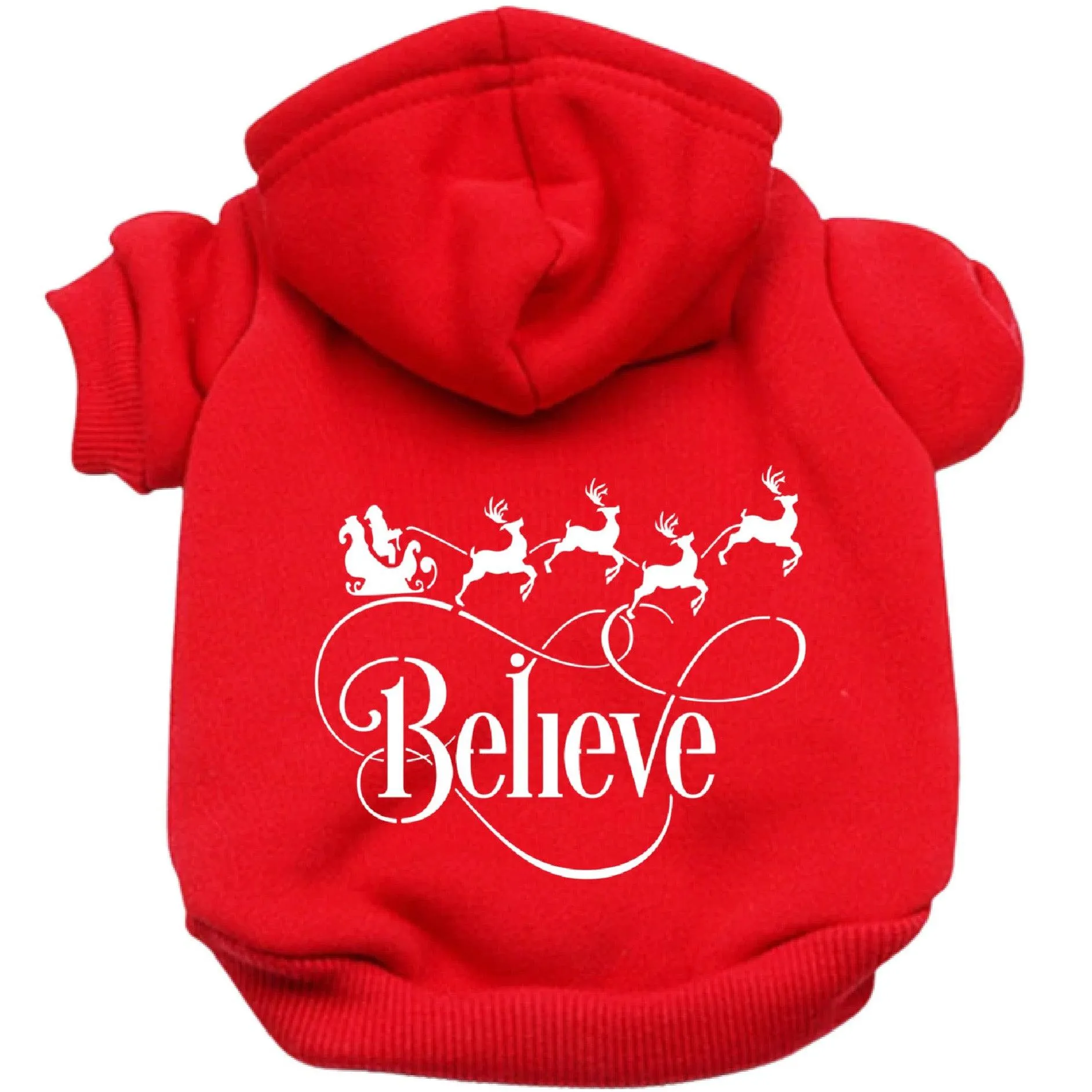 Believe Santa Sleigh Pet Hoodie