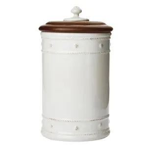 Berry & Thread 10" Canister with Wooden Lid - Whitewash