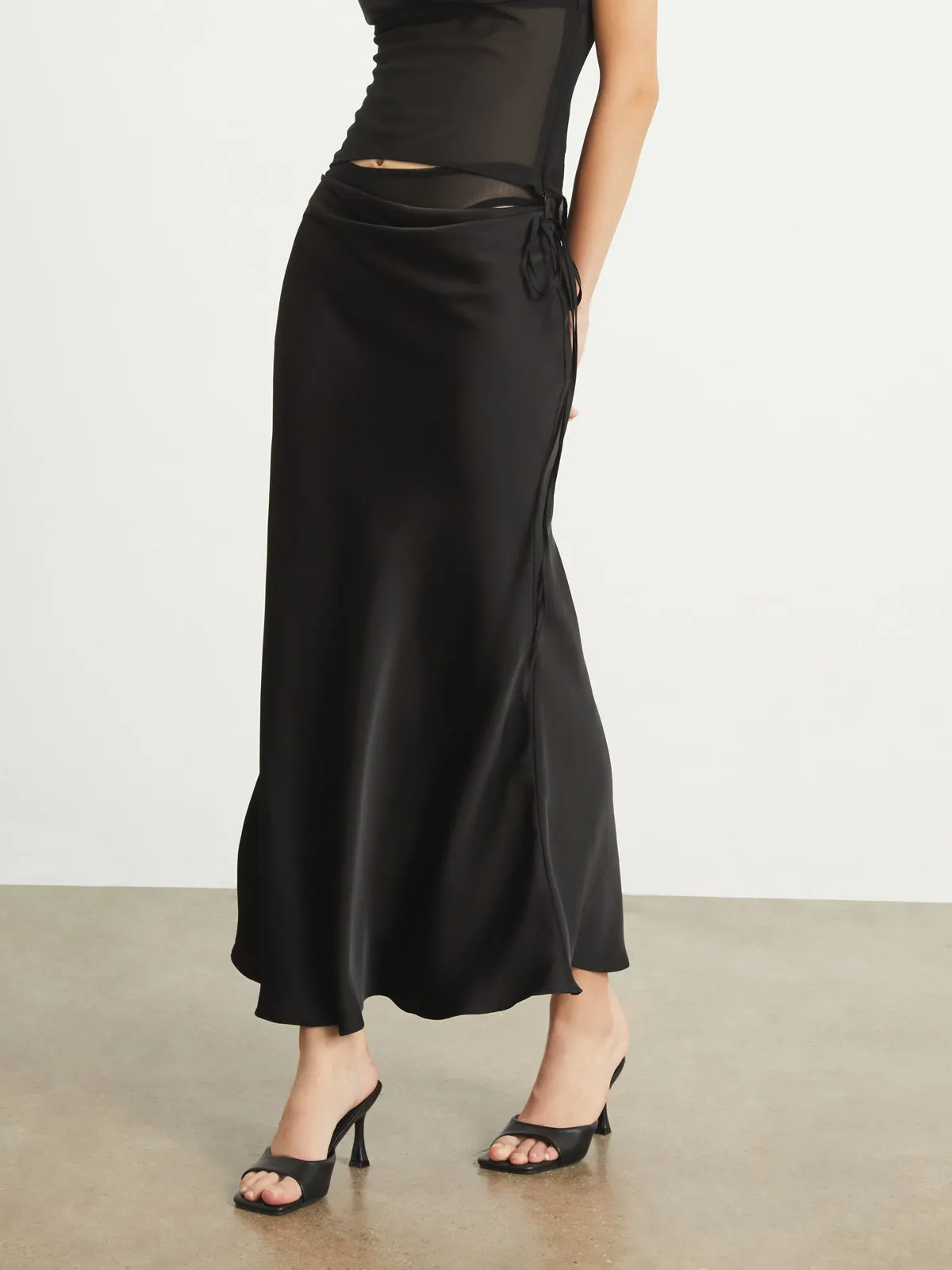 BerryBetty - 2 In 1 Satin Maxi Skirt