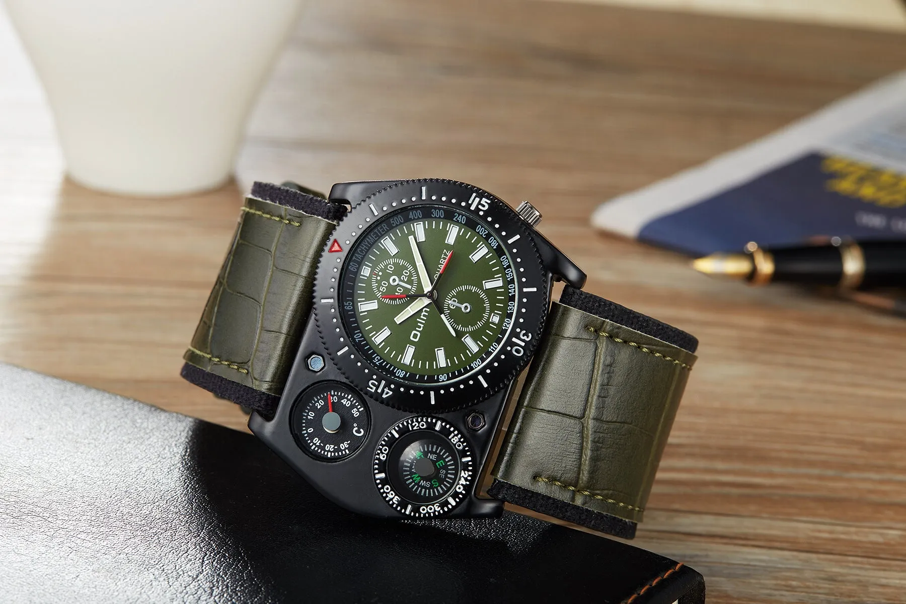 compass thermometer military watch