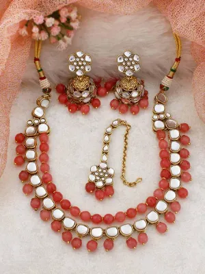 Coral Shyamali Layered Necklace Set