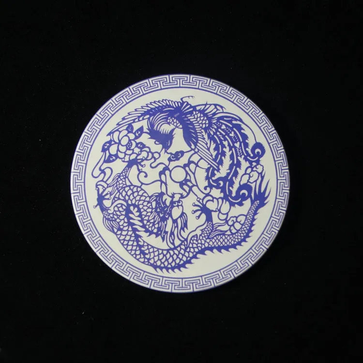 Dragon blue and white ceramic coasters