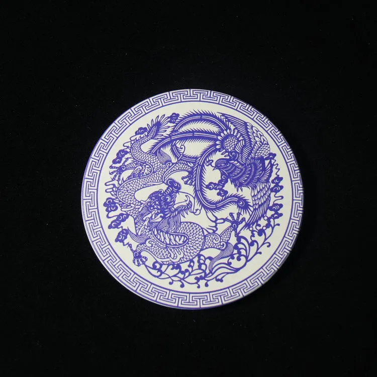 Dragon blue and white ceramic coasters