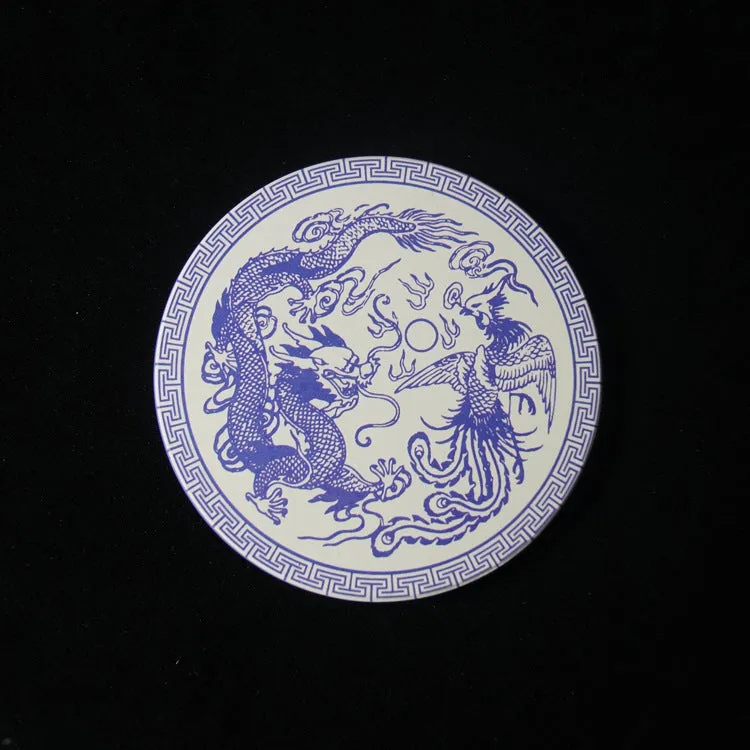 Dragon blue and white ceramic coasters