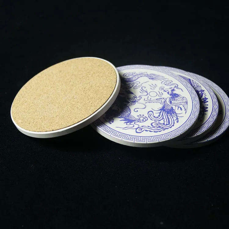 Dragon blue and white ceramic coasters