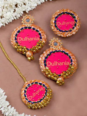 Dulhania Gota Patti Embroidered Set (Earrings   Maang Tikka   Ring)