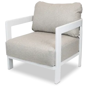 Escape Armchair in Arctic White with Latte Check Spun Polyester Cushions