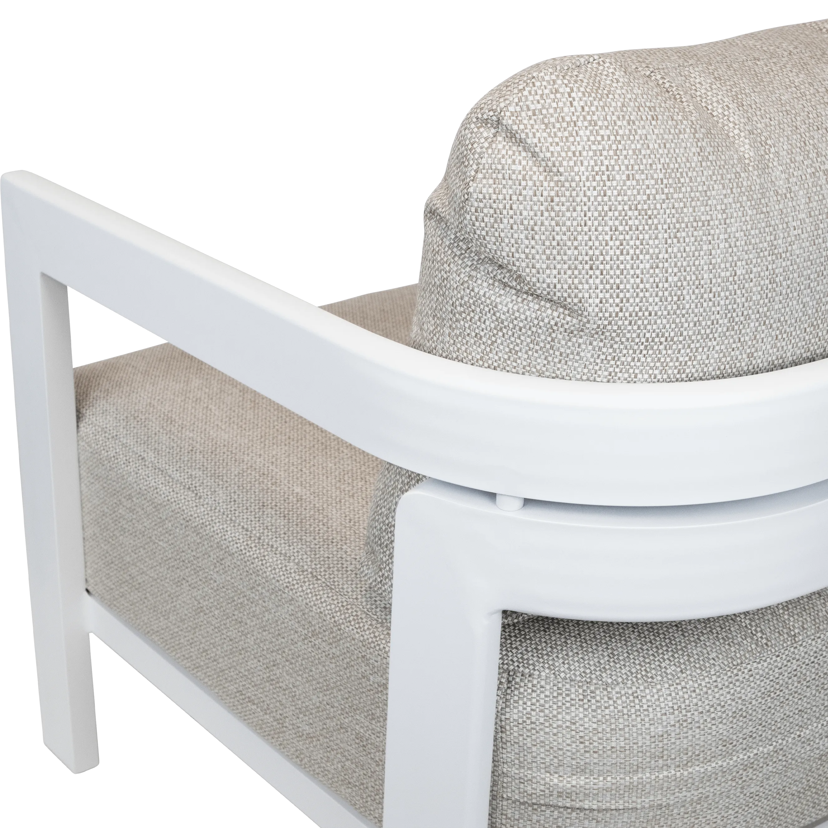 Escape Armchair in Arctic White with Latte Check Spun Polyester Cushions