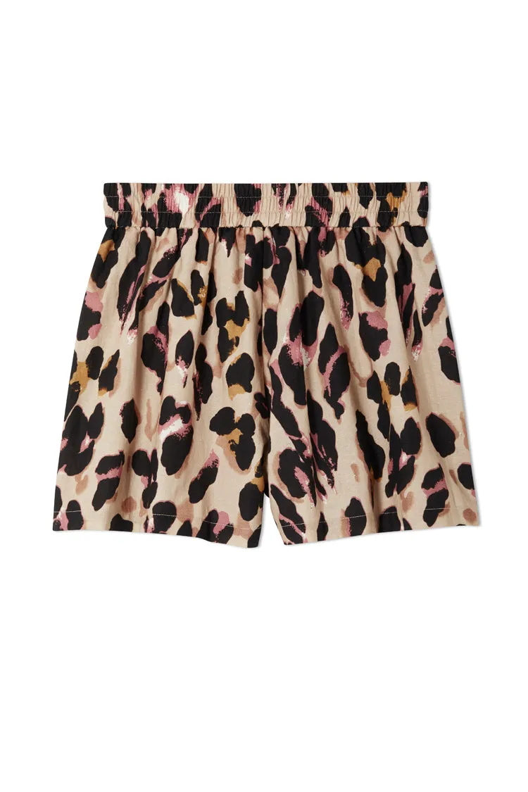 Linen Leopard Shorts