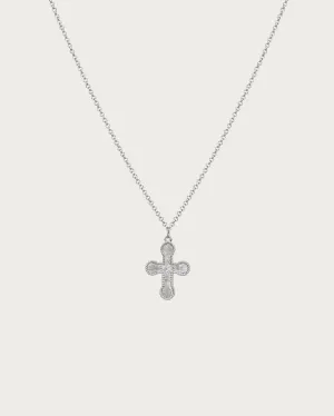 Mini Cross Pendant Necklace in Silver