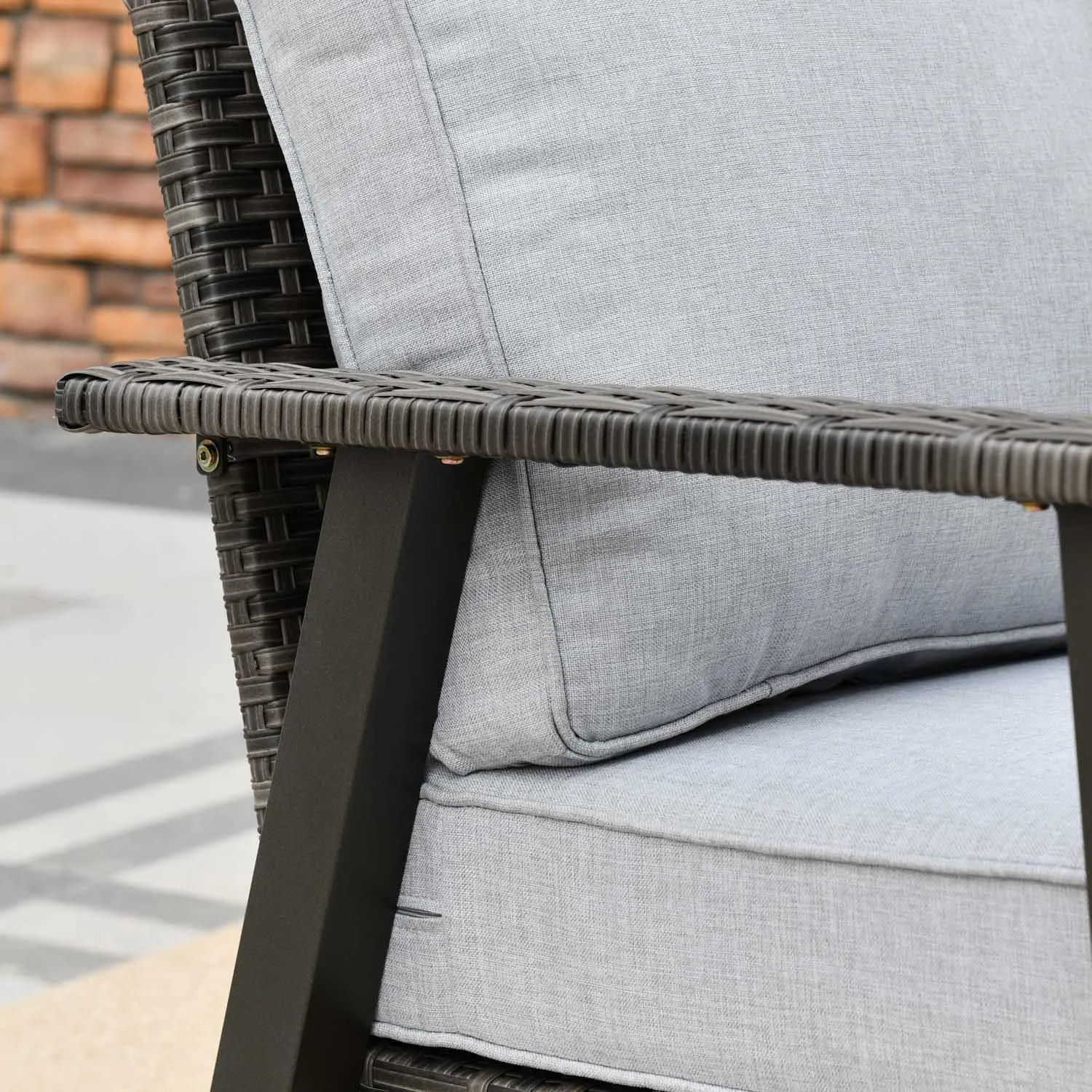 Ovios Patio Bistro Set Loveseat with 5'' Cushion, Olefin Fabric