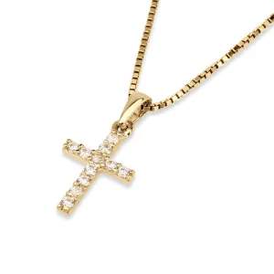 Pendant Cross 14k Gold with Cubic Zirconia Gemstones