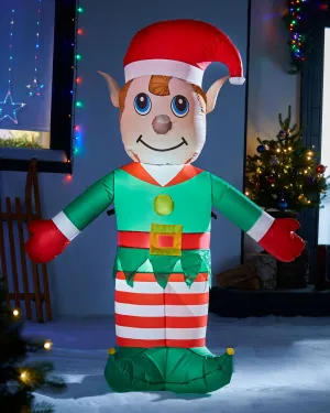 Pre-Lit Inflatable Elf, 5 ft