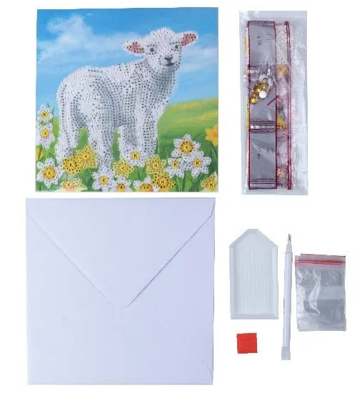 "Little Lamb" Crystal Art Card 18x18cm