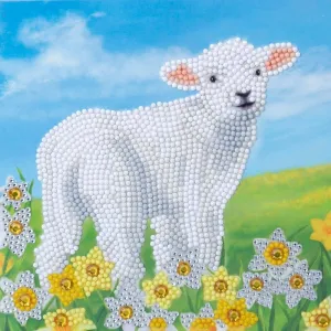 "Little Lamb" Crystal Art Card 18x18cm