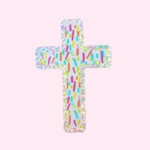 Sticker - Confetti Cross Glitter