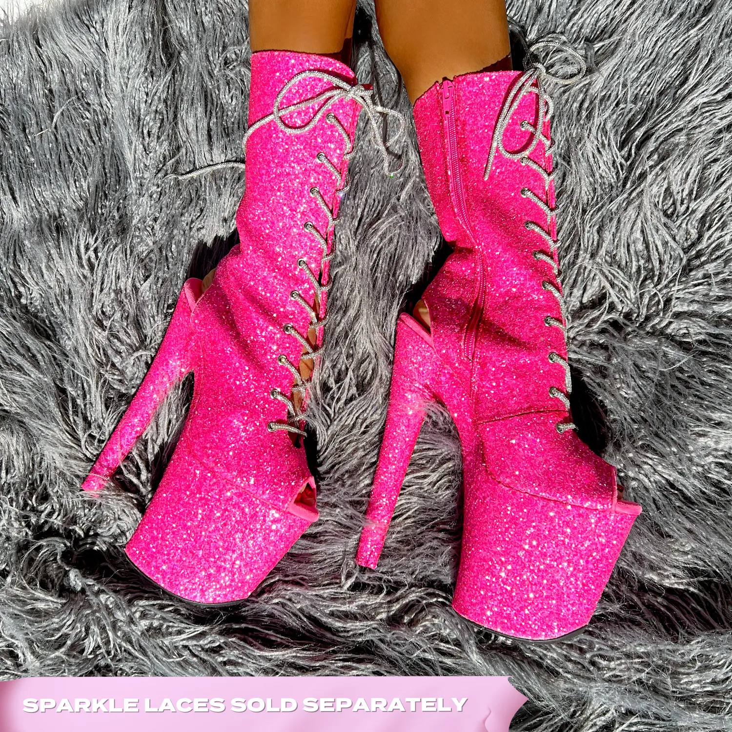 The Glitterati Xtra - OHOT Boot - Kitty Pink - 8INCH