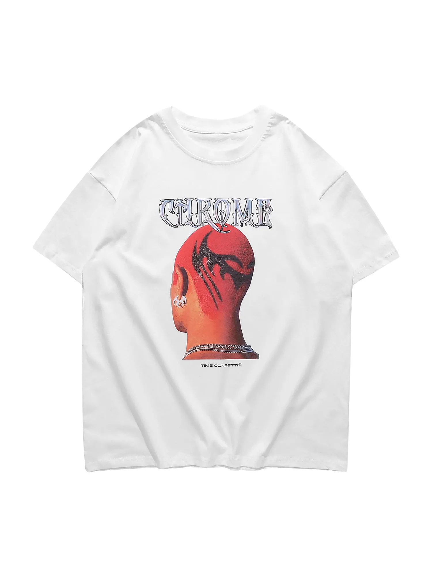 Thesupermade Head Print Hip Hop T-shirt - 1564