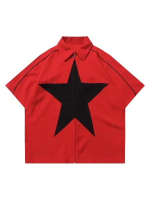 Thesupermade Star Zipper Design Shirt -1575