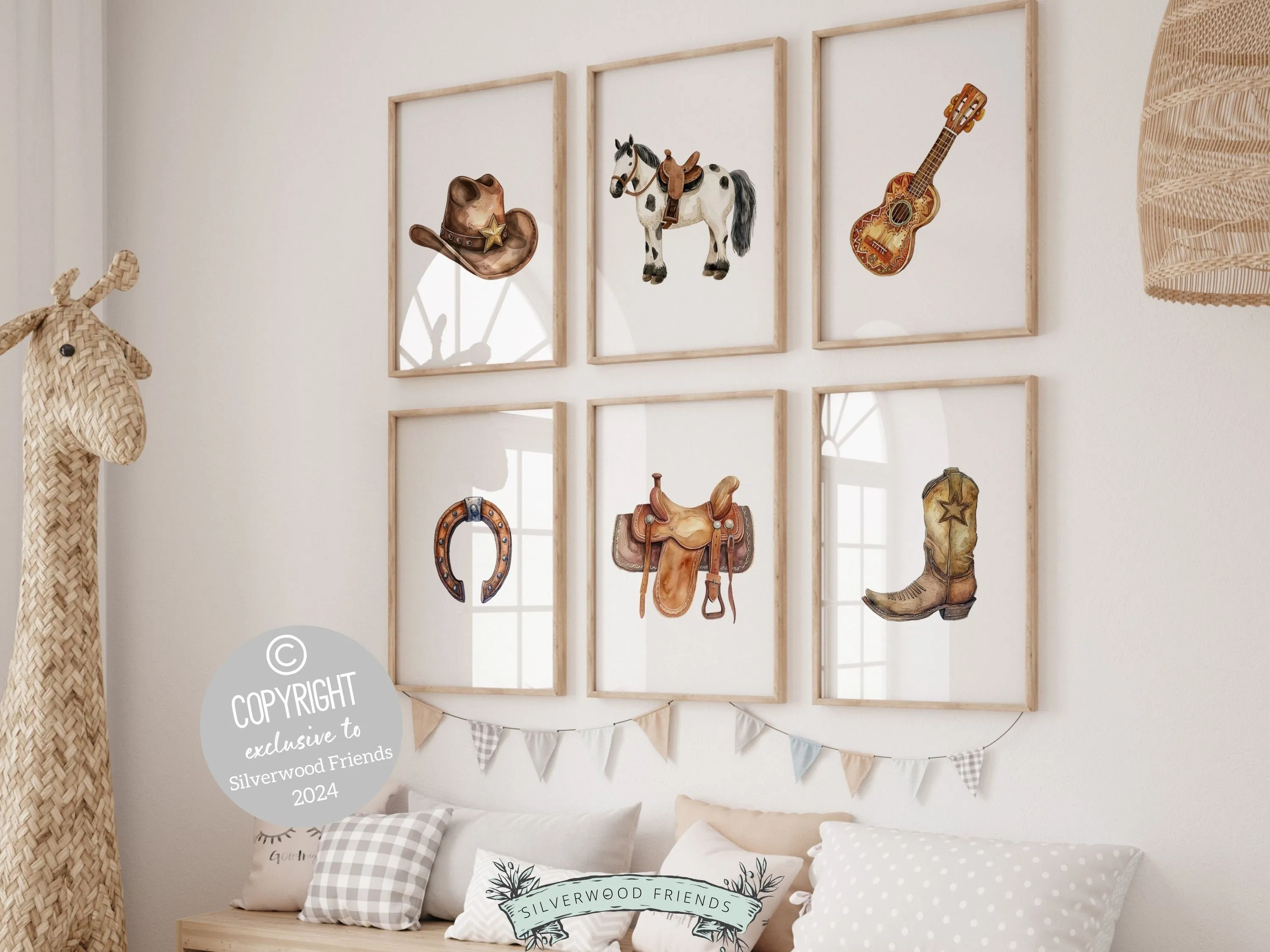 Western Cowboy Nursery Prints - Set of 6