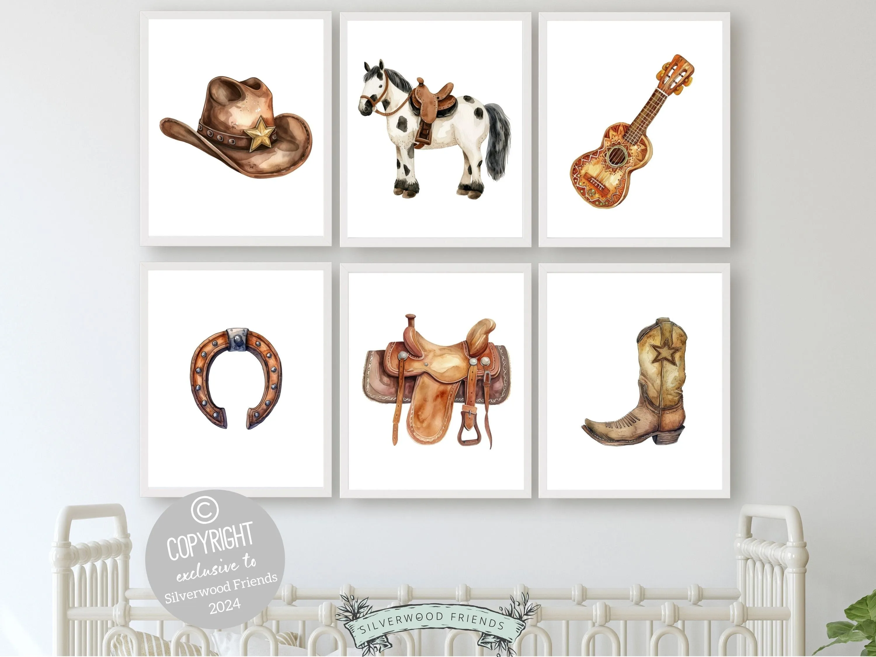 Western Cowboy Nursery Prints - Set of 6