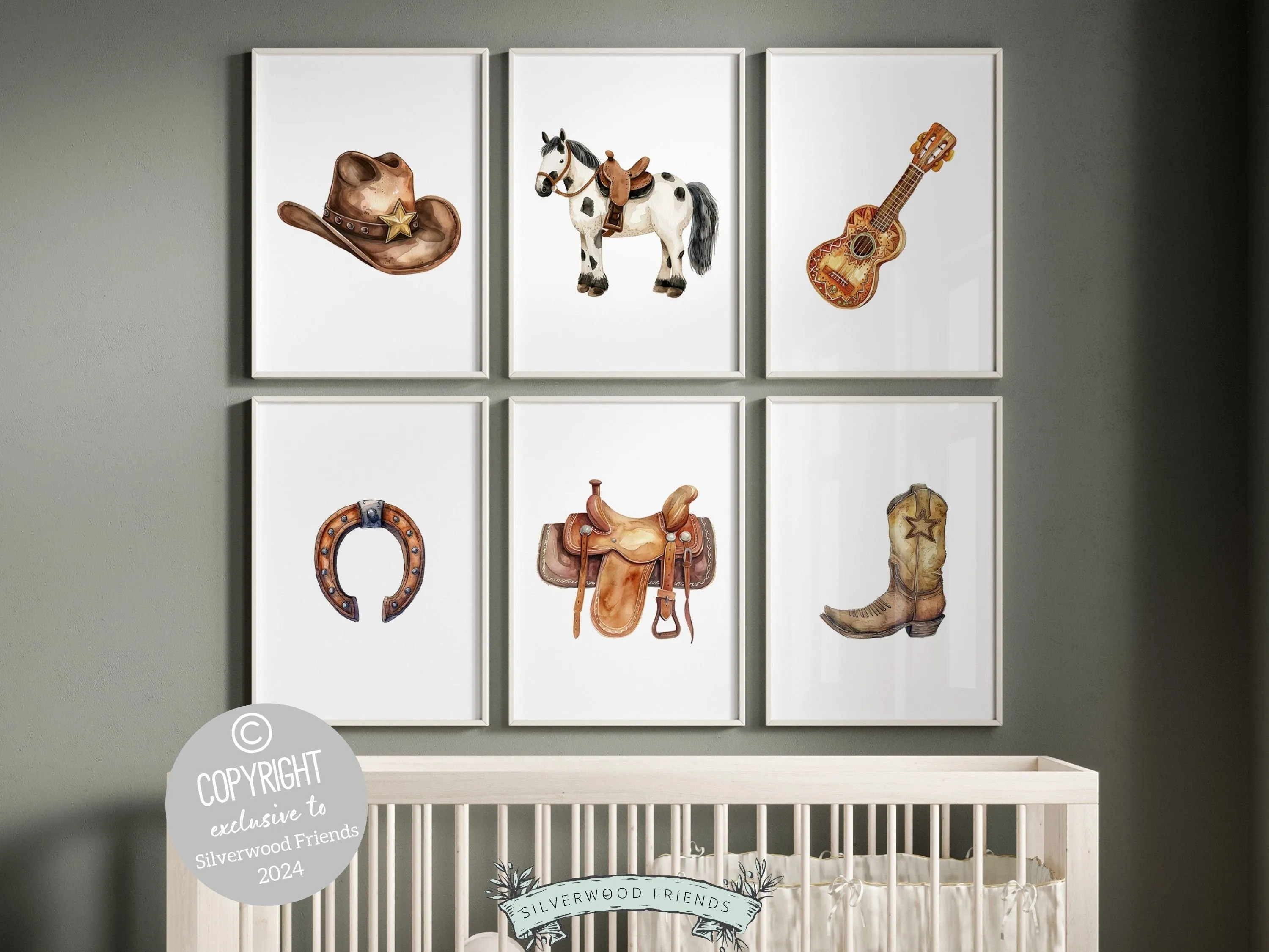 Western Cowboy Nursery Prints - Set of 6